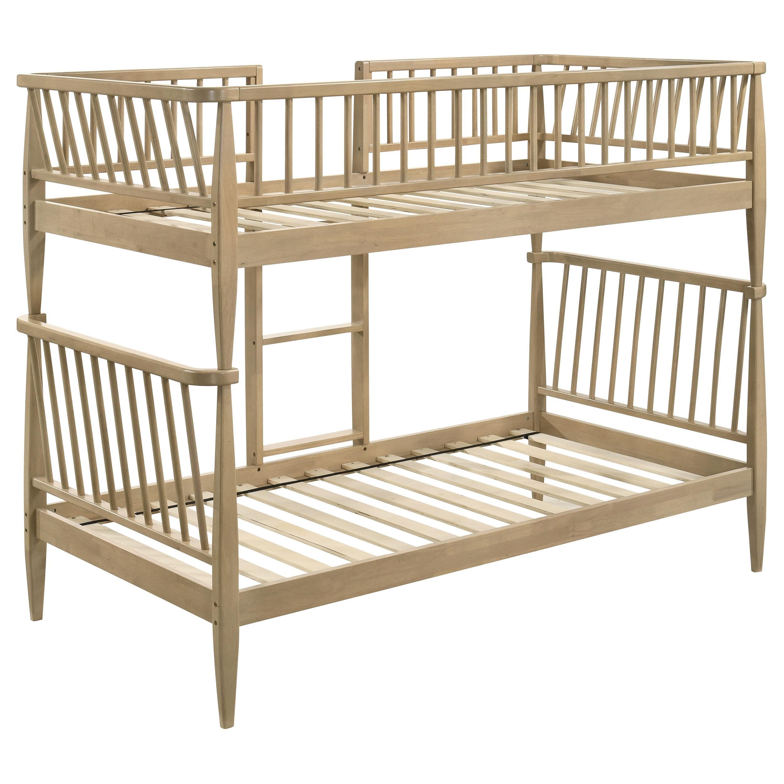 Coaster Furniture Abram 460061T Windsor Twin Over Twin Wood Bunk Bed with Ladder - Almond IMAGE 1